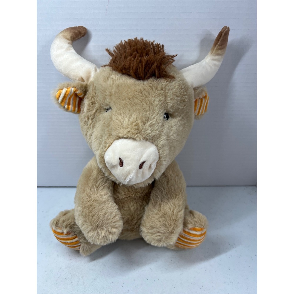 Spark Create Imagine Plush Bull Stuffed Animal Tan Orange Striped 12 Inch